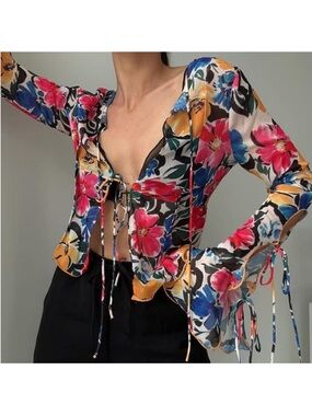 NWOT Rumored East End Multicolor Floral Blouse
